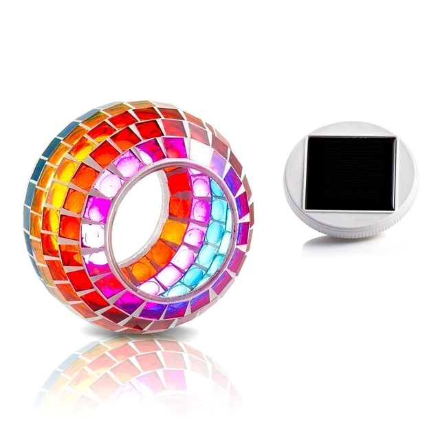 Alt view image 2 of 7 - AMZSTAR Solar Glass Mosaic LED Lights Colorful Changing Ball Lights Waterproof Solar Table Lamp for Patio Yard Party Wedding Decoration (Rainbow)