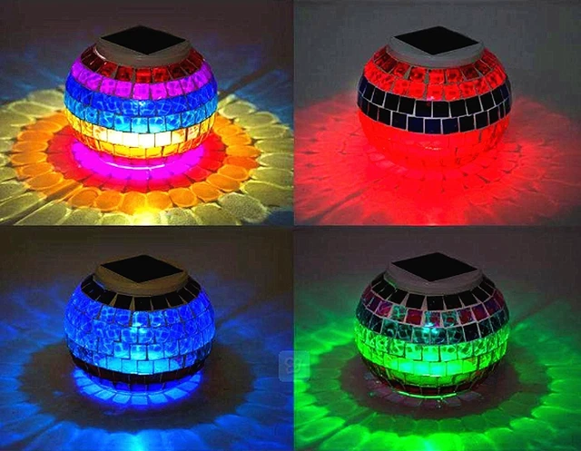 Alt view image 7 of 7 - AMZSTAR Solar Glass Mosaic LED Lights Colorful Changing Ball Lights Waterproof Solar Table Lamp for Patio Yard Party Wedding Decoration (Rainbow)