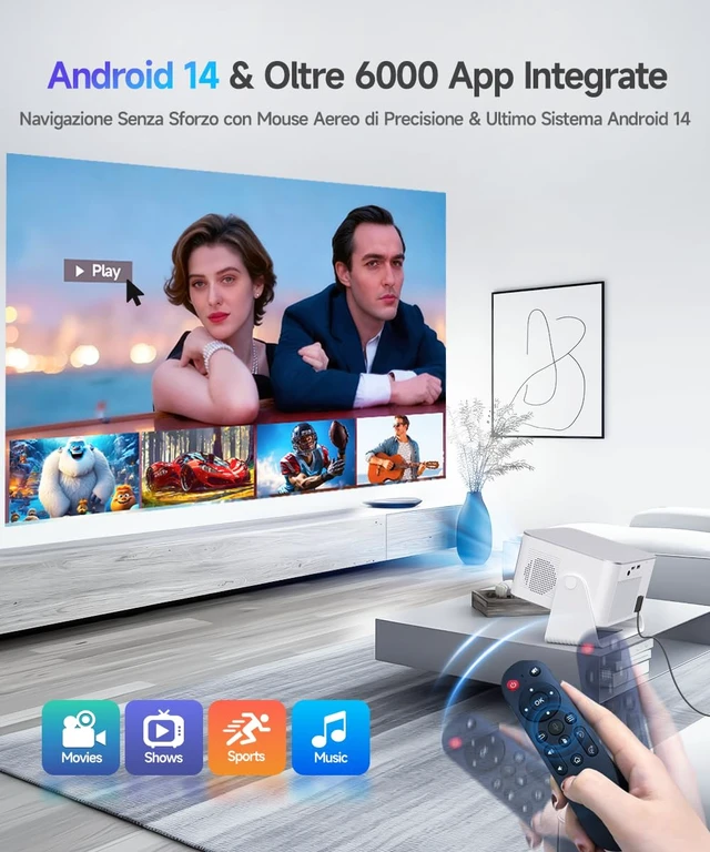 Alt view image 2 of 7 - Mini Projector with Wifi and Bluetooth, Portable 4K Support Smart Proyector | Auto Focus & Keystone Correction, 600ASIN & Obstacle Avoidance,Native 1080P HY350Max for Bedroom Home Outdoor Movie Nights
