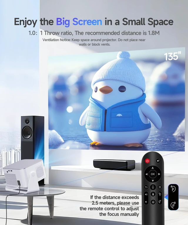 Alt view image 5 of 7 - Mini Projector with Wifi and Bluetooth, Portable 4K Support Smart Proyector | Auto Focus & Keystone Correction, 600ASIN & Obstacle Avoidance,Native 1080P HY350Max for Bedroom Home Outdoor Movie Nights