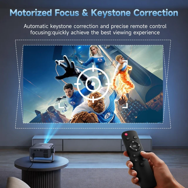 Alt view image 3 of 7 - Home Projector 1080P, Mini Movie Projector with WiFi Bluetooth, Auto Keystone, Remote, Focus HDMI USB Compatible with iOS/Android Phone, Laptop, TV Stick, PS5, Home Theater (Black-Silver)