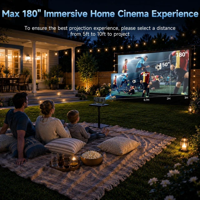 Alt view image 7 of 7 - Home Projector 1080P, Mini Movie Projector with WiFi Bluetooth, Auto Keystone, Remote, Focus HDMI USB Compatible with iOS/Android Phone, Laptop, TV Stick, PS5, Home Theater (Black-Silver)