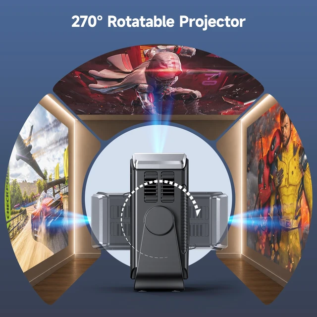 Alt view image 6 of 7 - Home Projector 1080P, Mini Movie Projector with WiFi Bluetooth, Auto Keystone, Remote, Focus HDMI USB Compatible with iOS/Android Phone, Laptop, TV Stick, PS5, Home Theater (Black-Silver)
