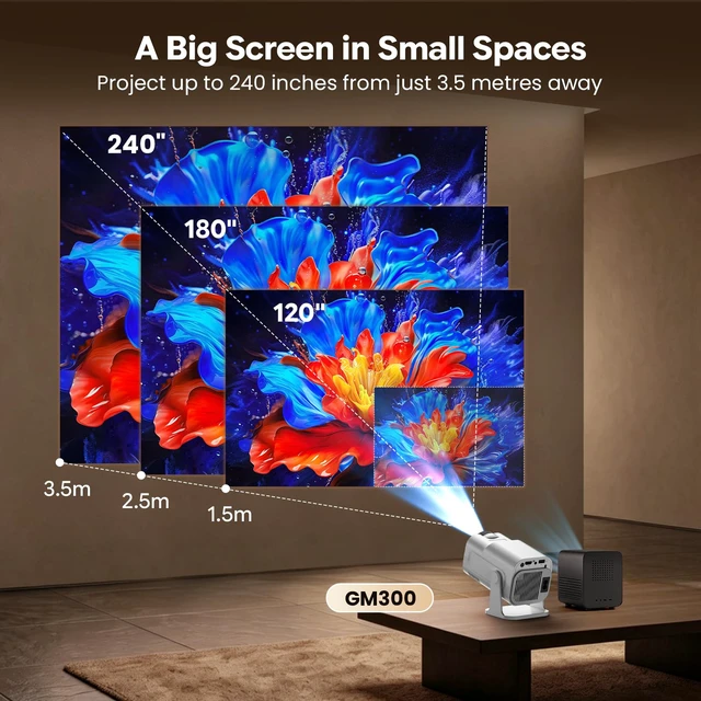 Alt view image 4 of 7 - Mini Projector with WiFi and Bluetooth Support 1080P & 4K Smart Projector | Built-in Apps Portable Projector 270°Rotatable Auto Keystone, Compatibile with HDMI/TV Stick/Memory Stick/Laptop, White