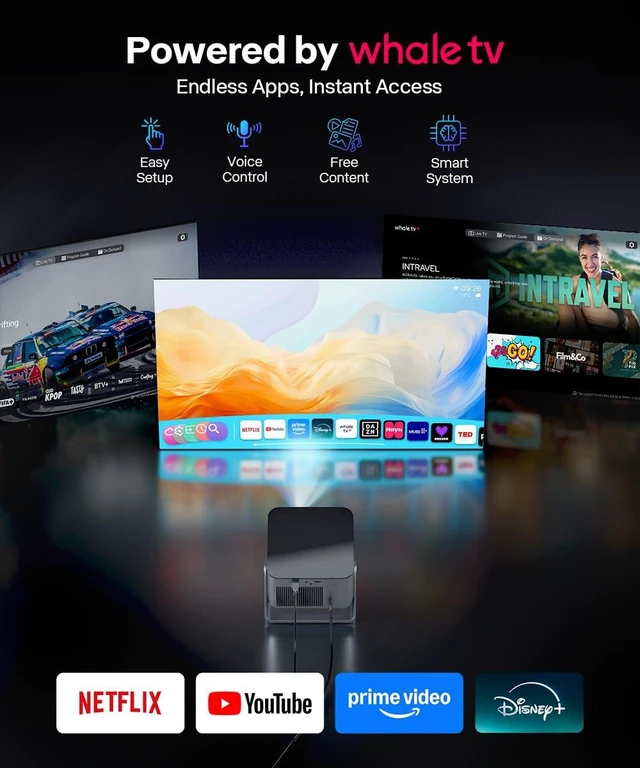 Alt view image 3 of 7 - Magcubic Native 1080P Projector Mini Projector Compatible with Netflix | Auto Focus Vertical Keystone WiFi Bluetooth Smart Proyector for Movie Home Outdoor
