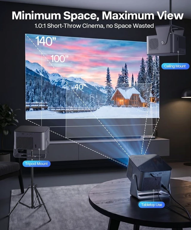 Alt view image 5 of 7 - Magcubic Native 1080P Projector Mini Projector Compatible with Netflix | Auto Focus Vertical Keystone WiFi Bluetooth Smart Proyector for Movie Home Outdoor