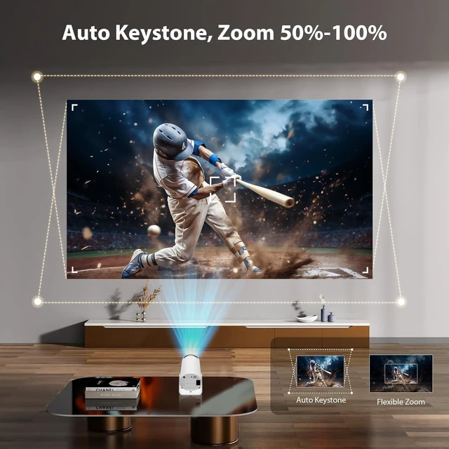 Alt view image 5 of 7 - Olymmons Mini Portable Projector with WiFi 6 and Bluetooth 5.0 Smart Projector 1080P Support Movie Projector 4K Decode Built-in Android 11.0 for Home Theater Compatible for Smartphone/Tablet/Laptop