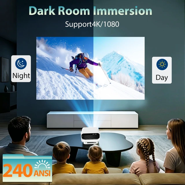 Alt view image 4 of 7 - ZDK Smart Projector with WiFi & Bluetooth: Android 14 OS 210 ANSI, Built-in Streaming Apps & AirPlay/Miracast, Indoor Home Theater