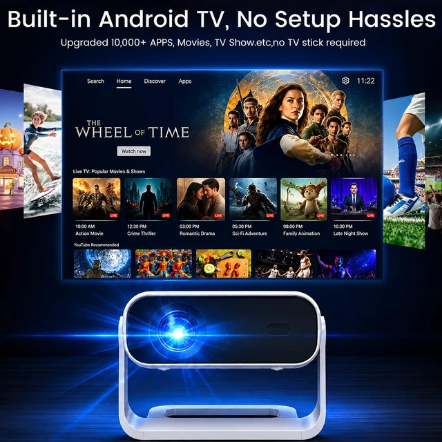 Alt view image 3 of 7 - ZDK Smart Projector with WiFi & Bluetooth: Android 14 OS 210 ANSI, Built-in Streaming Apps & AirPlay/Miracast, Indoor Home Theater