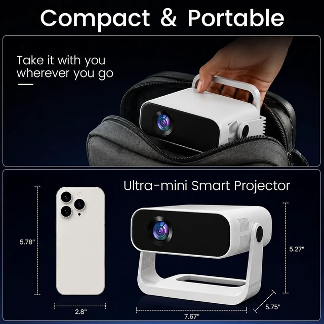 Alt view image 6 of 7 - ZDK Smart Projector with WiFi & Bluetooth: Android 14 OS 210 ANSI, Built-in Streaming Apps & AirPlay/Miracast, Indoor Home Theater