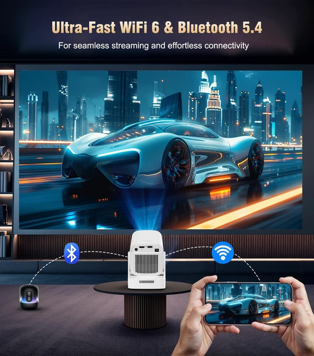 Alt view image 7 of 7 - Auto Focus&1080PMagcubic Mini Smart Projector 4K Support, Built in Apps | Portable Projector with Wifi 6 and Bluetooth 5.4, Auto Keystone, 5W Speaker, Android 14, Voice Control, Home Movie Proyector