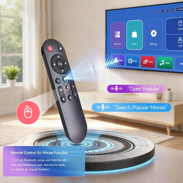 Alt view image 5 of 7 - Mini Projector with Wifi 6 and Bluetooth 5.4, Smart Portable Projector 4K Support, Android 14 & 400 ANSI, Auto Focus & Keystone, 1080P Small Proyector Magcubic HY320Pro for Bedroom, Movie, Outdoor