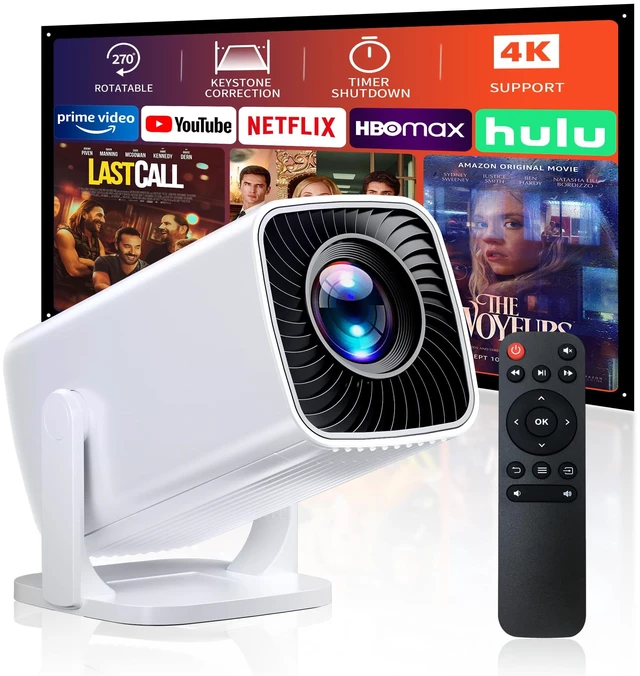 Main image of Mini Projector with 4K Support, Portable Short Throw Proyector | Electric Focus&Keystone, 270° Rotatable Stand, Compatible with TV Stick, Phone & Laptop, Holiday Gift Idea