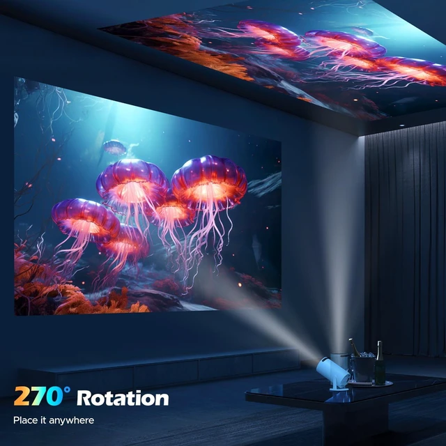 Alt view image 3 of 7 - HOTPEAK Mini Projector with WiFi 6 & Bluetooth5,4K Supported,Auto Keystone | Portable Projector,1080P Supported, 220°Rotatable,Short Throw,Smart,Outdoor Projector for Phone/Android/Laptop/TV Stick