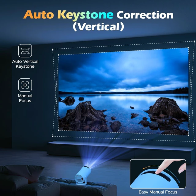 Alt view image 4 of 7 - HOTPEAK Mini Projector with WiFi 6 & Bluetooth5,4K Supported,Auto Keystone | Portable Projector,1080P Supported, 220°Rotatable,Short Throw,Smart,Outdoor Projector for Phone/Android/Laptop/TV Stick