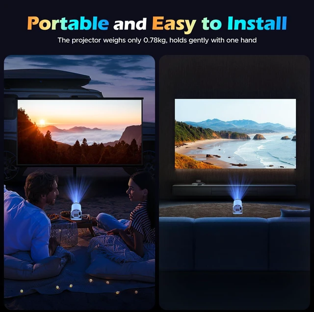 Alt view image 6 of 7 - HOTPEAK Mini Projector with WiFi 6 & Bluetooth5,4K Supported,Auto Keystone | Portable Projector,1080P Supported, 220°Rotatable,Short Throw,Smart,Outdoor Projector for Phone/Android/Laptop/TV Stick