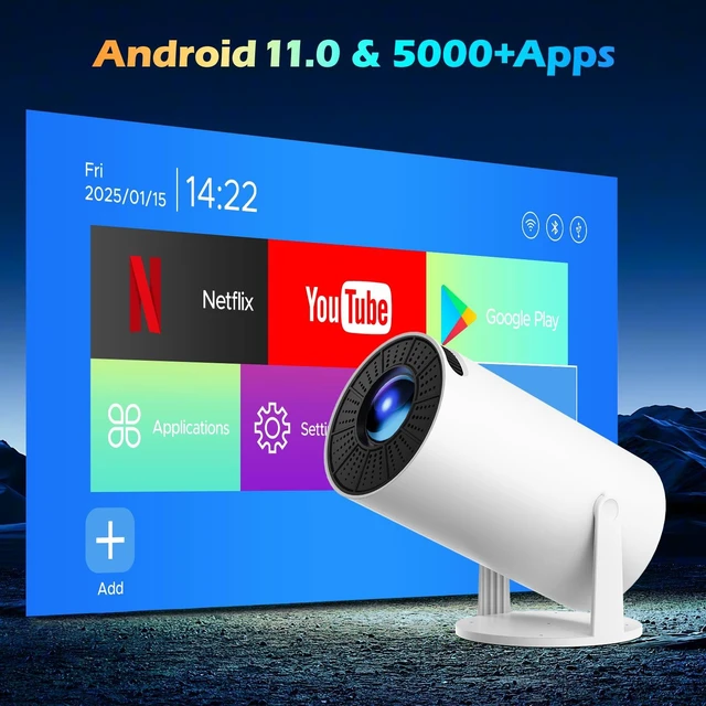 Alt view image 7 of 7 - HOTPEAK Mini Projector with WiFi 6 & Bluetooth5,4K Supported,Auto Keystone | Portable Projector,1080P Supported, 220°Rotatable,Short Throw,Smart,Outdoor Projector for Phone/Android/Laptop/TV Stick