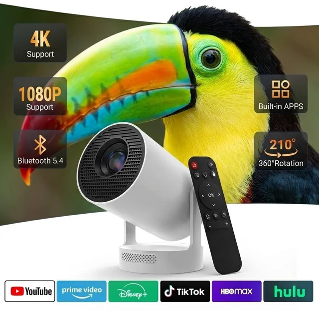 Alt view image 2 of 7 - Mini Projector with WiFi and Bluetooth, Support 4K 1080P | Portable Projector with 5W Speaker, 210° Rotatable, Auto Keystone & Motorized Focus, Projector with HDM, USB, Phone, Laptop