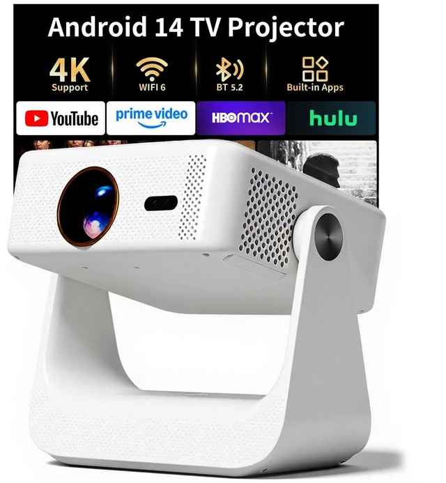 Main image of Projector with WiFi and BluetoothHome Theater Movie Room Video Projector | 3.5"DustFree Lens /Enclosed Light Source/4K Supported/Keystone Correction/Auto-Focus/1500 Lumens/RGB Light /Speaker