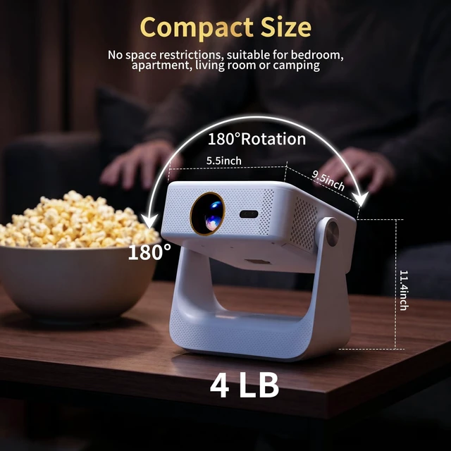 Alt view image 7 of 7 - Projector with WiFi and BluetoothHome Theater Movie Room Video Projector | 3.5"DustFree Lens /Enclosed Light Source/4K Supported/Keystone Correction/Auto-Focus/1500 Lumens/RGB Light /Speaker