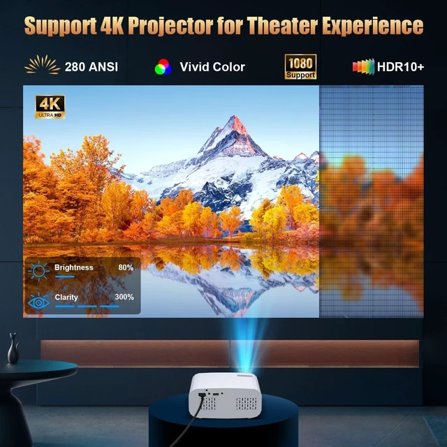 Alt view image 6 of 7 - XENPONAD Smart Mini Projector, 1080P 4K Portable Projector with Android 13 | WiFi Bluetooth 5.2 Outdoor Movie ProjectorAuto Keystone Dolby Audio, 150" Home Cinema for Bedroom Camping TV Stick