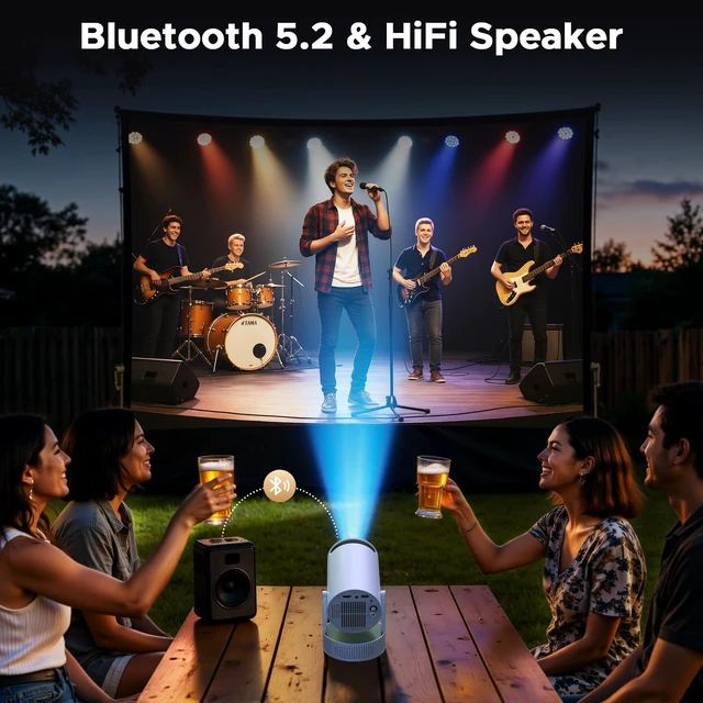 Alt view image 4 of 7 - CAMWORLD Mini Portable Projector with Battery,WiFi 6 & Bluetooth | 300 ANSI Rechargeable Portable Projector,4K Supported,220°Rotatable,home theater projector for Phone/Android/Laptop/TV Stick
