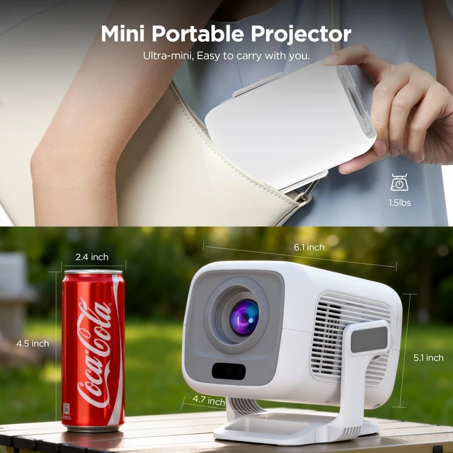 Alt view image 7 of 7 - Portable Projector for Home & Camping Cinema, Auto Focus Keystone, Smart Projector Android 11, 1080P FHD 600 ANSI, 4K Support, Projectors with WiFi 6 Bluetooth 5.4