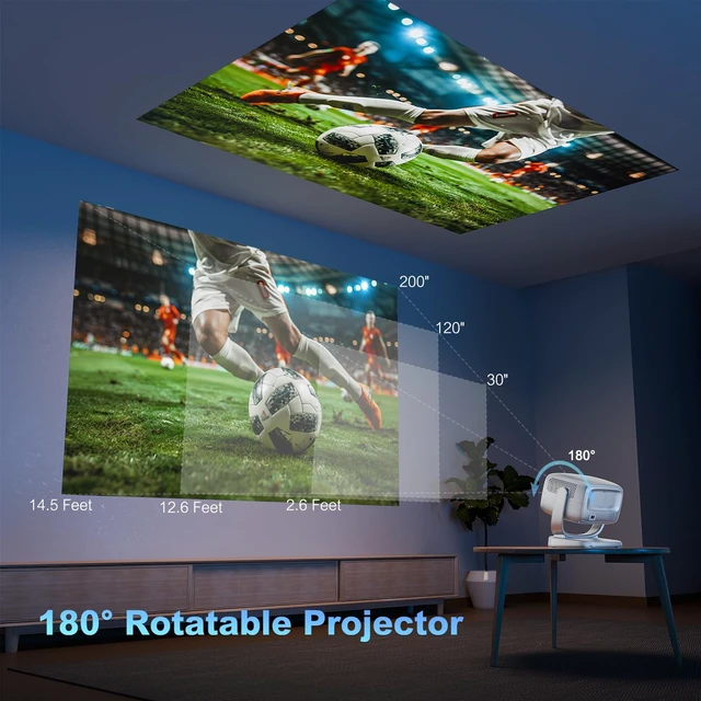 Alt view image 5 of 7 - 4K Smart Projector Native 1080P 1800 ANSI,Auto Focus,5G WiFi,Bluetooth 5.2,Built-in Apps,Portable Outdoor Movie Projector Compatible with iPhone/Android, Zoom&Keystone Correction,180° Adjustable Stand