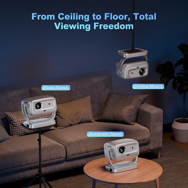 Alt view image 7 of 7 - 4K Smart Projector Native 1080P 1800 ANSI,Auto Focus,5G WiFi,Bluetooth 5.2,Built-in Apps,Portable Outdoor Movie Projector Compatible with iPhone/Android, Zoom&Keystone Correction,180° Adjustable Stand