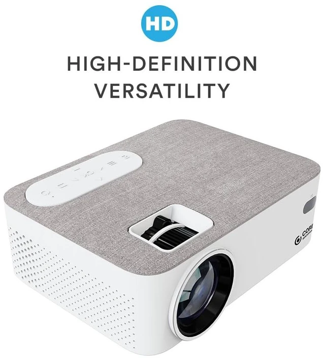 Alt view image 3 of 7 - Core Innovations Home Theater Bundle with Projector, 120" Screen, and Two Mini Bluetooth Wireless Bone Conduction Instant Speakers, White