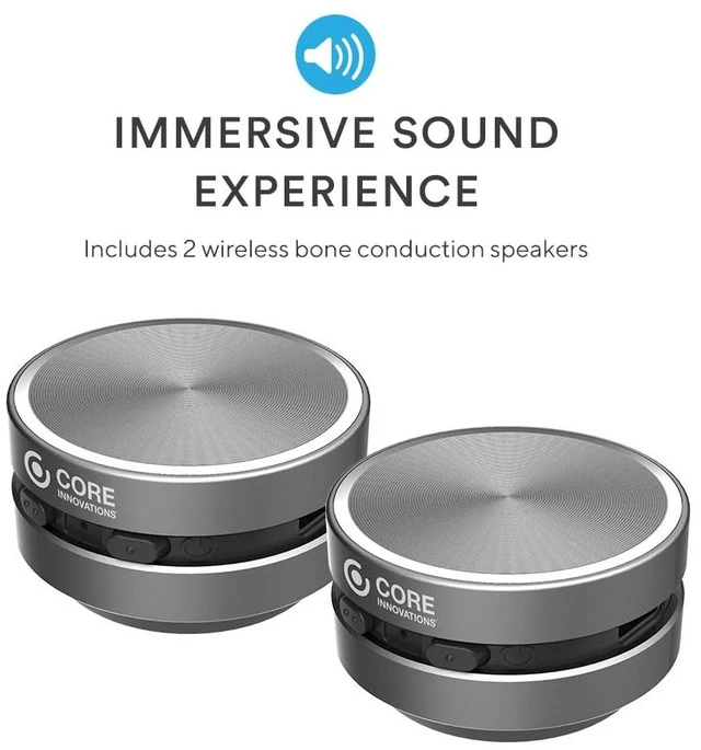Alt view image 6 of 7 - Core Innovations Home Theater Bundle with Projector, 120" Screen, and Two Mini Bluetooth Wireless Bone Conduction Instant Speakers, White