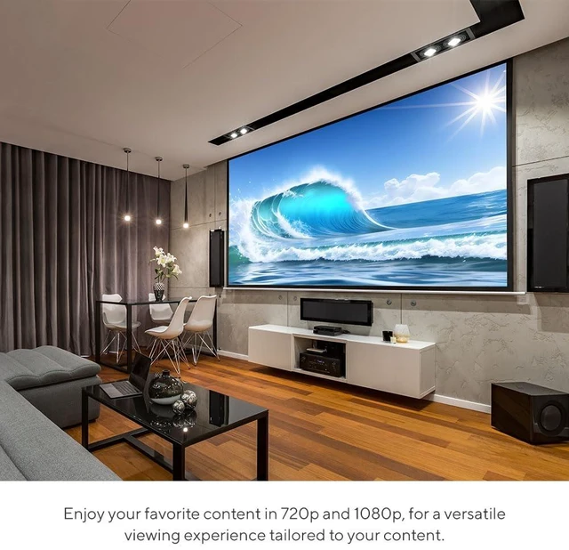 Alt view image 7 of 7 - Core Innovations Home Theater Bundle with Projector, 120" Screen, and Two Mini Bluetooth Wireless Bone Conduction Instant Speakers, White