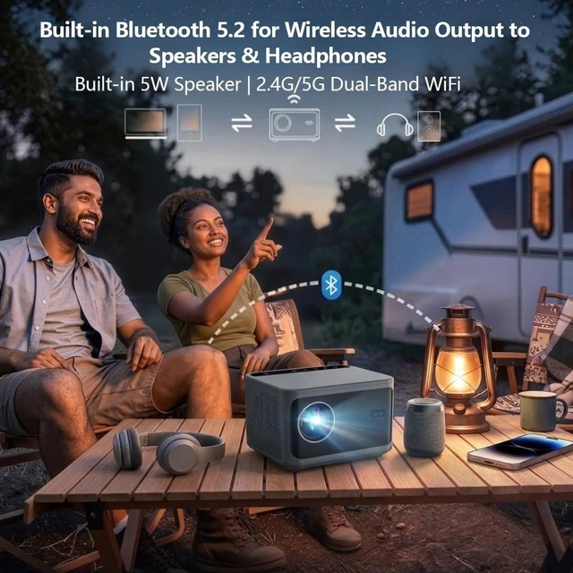 Alt view image 7 of 7 - Native 1080P Projector with WiFi and Bluetooth, Auto Focus | Smart Outdoor Projector for Home Theater 4K Movie Proyector