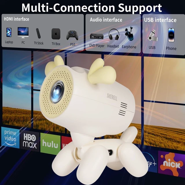Alt view image 2 of 7 - Mini Projector with WiFi and Bluetooth - Portable Outdoor Projector for Home Theater, Supports HDMI/USB Ideal for Movies and Gaming