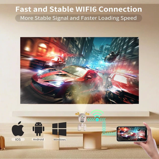 Alt view image 7 of 7 - Mini Projector with WiFi and Bluetooth - Portable Outdoor Projector for Home Theater, Supports HDMI/USB Ideal for Movies and Gaming