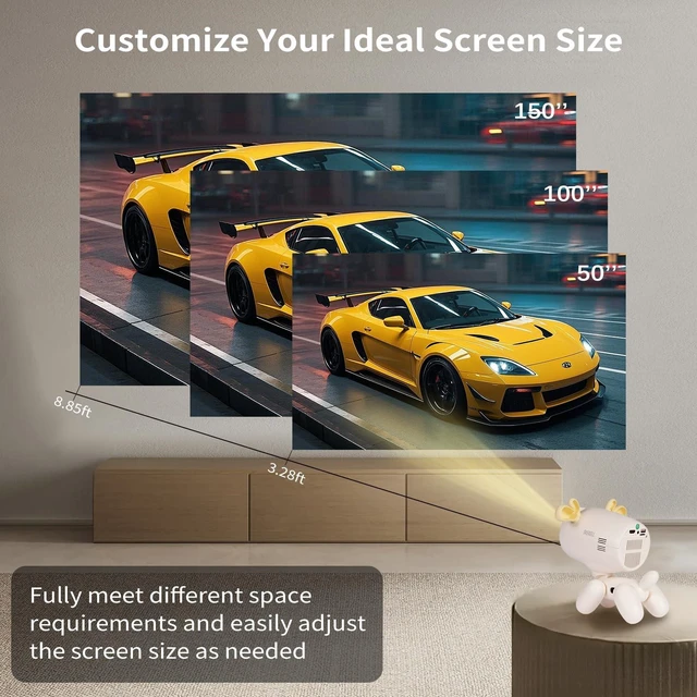 Alt view image 6 of 7 - Mini Projector with WiFi and Bluetooth - Portable Outdoor Projector for Home Theater, Supports HDMI/USB Ideal for Movies and Gaming
