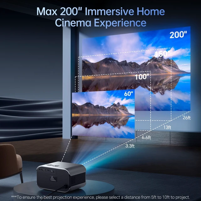 Alt view image 5 of 7 - Home Projector with WiFi and Bluetooth, Native 1080P, 4K Support, Portable Smart Projector, Mirror Screen, Compatible with Android, iOS SmartPhone/PC/PS5/TV Stick for Home Movies