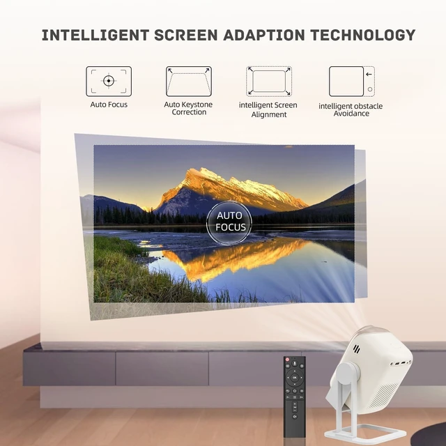 Alt view image 3 of 7 - KP1 Portable Movie Projector,Smart Projector with WiFi 6 and BT5.2, 450 ANSI Support 4K Native 1080P, Auto Focus& Auto Keystone ,360°Adjustable Stand,Compatible with iOS/Android/HDMI