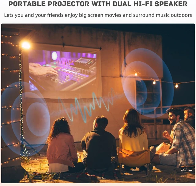 Alt view image 7 of 7 - KP1 Portable Movie Projector,Smart Projector with WiFi 6 and BT5.2, 450 ANSI Support 4K Native 1080P, Auto Focus& Auto Keystone ,360°Adjustable Stand,Compatible with iOS/Android/HDMI