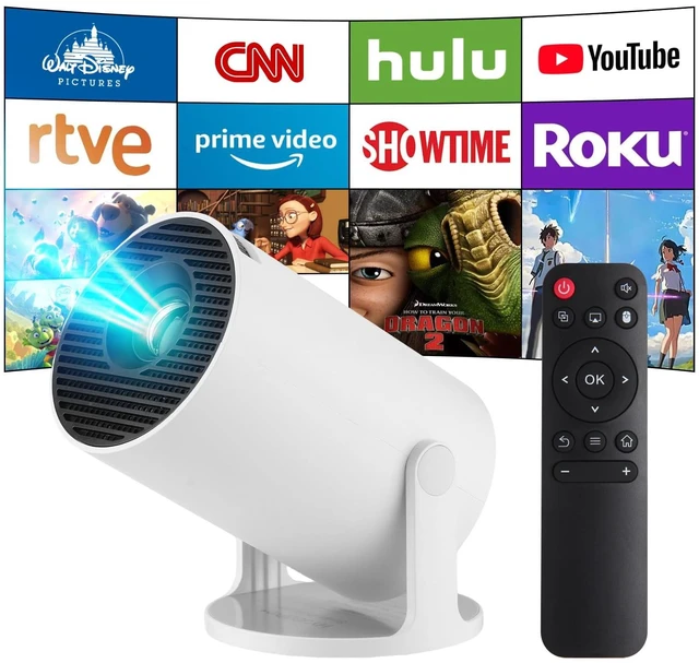 Main image of Mini Projector,Upgraded Smart 4K Projector with Wifi 6 and Bluetooth 5.4,Portable Projector with Android 14, Automatic Keystone Correction,180 Degree,130 Inch Display (White)