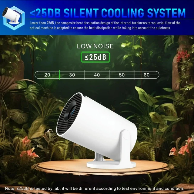 Alt view image 7 of 7 - Mini Projector,Upgraded Smart 4K Projector with Wifi 6 and Bluetooth 5.4,Portable Projector with Android 14, Automatic Keystone Correction,180 Degree,130 Inch Display (White)