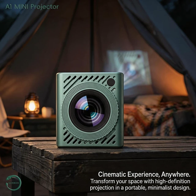 Alt view image 3 of 3 - QUNMAN Mini Projector with WiFi and Bluetooth for home theaters and camping | 1080P small projector/Built-in Speaker/wifi/Apps, HDMI/USB Compatible with Smartphone/TV Stick/PC