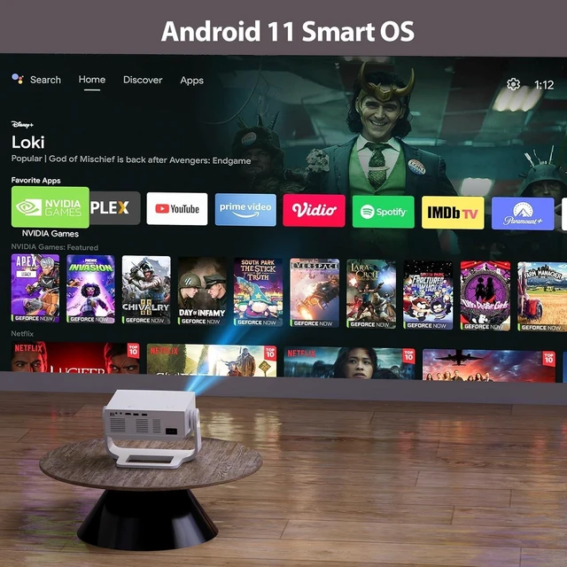Alt view image 2 of 7 - Projector with WiFi and Bluetooth, 1000+ Apps Installed, Electronic Focus & Auto Keystone, Zoom, Native 1080P 650 ANSI 20000Lumen 4K Support Portable Mini Video Projector Outdoor Indoor