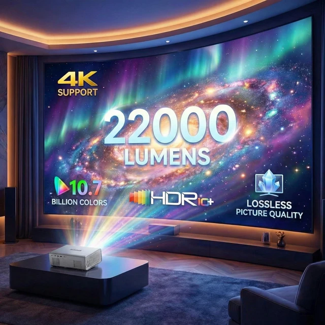 Alt view image 4 of 7 - Geekman 4K Projector with WiFi Bluetooth, Auto Focus, Keystone, Dolby | Up to 450 Inch Giant Screen, Auto Focus and Auto Keystone Correction, Dolby Audio Home Theater and Outdoor Movie Projector
