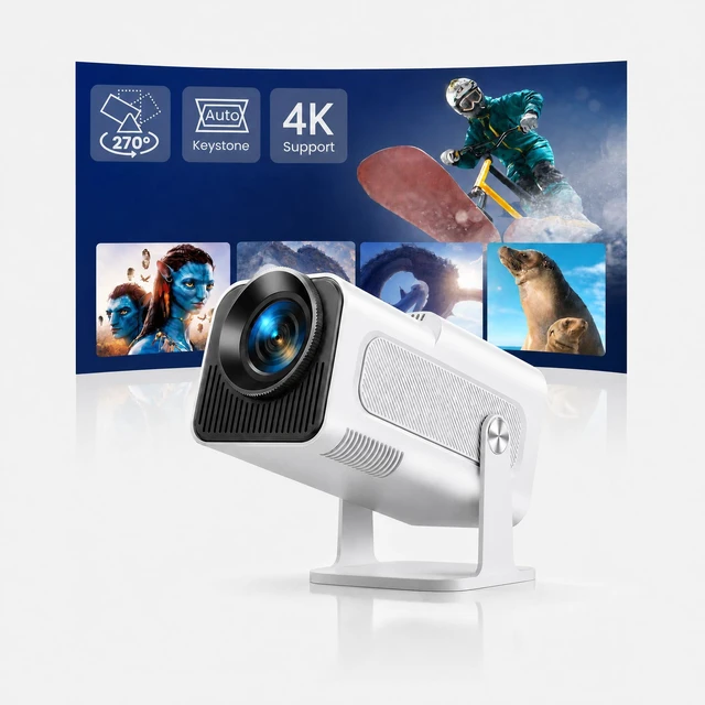 Main image of Mini Projector with WiFi and Bluetooth, 4K Decoding Outdoor Proyector | 270° Rotatable, Auto Keystone, Short Throw Projector, Portable Small Projector for Bedroom/Outdoor, iOS/Android/TV Stick/PS5