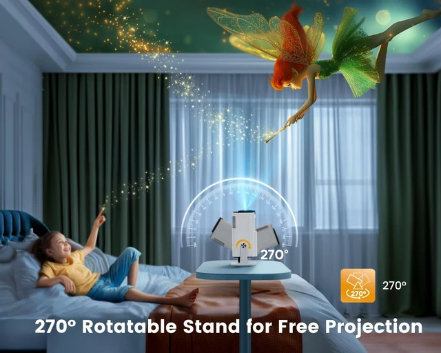 Alt view image 6 of 7 - Mini Projector with WiFi and Bluetooth, 4K Decoding Outdoor Proyector | 270° Rotatable, Auto Keystone, Short Throw Projector, Portable Small Projector for Bedroom/Outdoor, iOS/Android/TV Stick/PS5