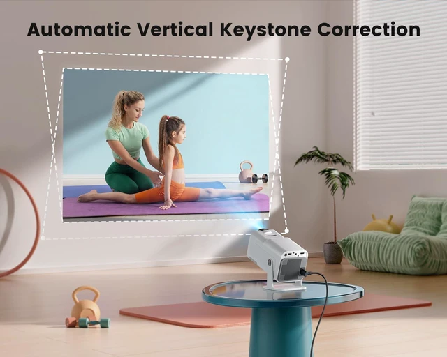 Alt view image 7 of 7 - Mini Projector with WiFi and Bluetooth, 4K Decoding Outdoor Proyector | 270° Rotatable, Auto Keystone, Short Throw Projector, Portable Small Projector for Bedroom/Outdoor, iOS/Android/TV Stick/PS5