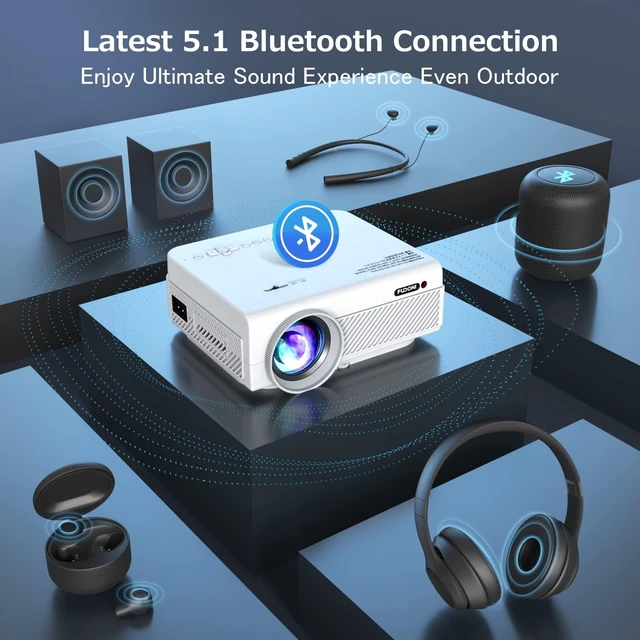 Alt view image 4 of 7 - FUDONI Native 1080P WiFi Bluetooth Projector, Built-in Speaker, Portable | 25000L,Max 300" Screen, Compatible with HDMI, USB, AV, TF, VGA, Fire Stick, Laptop, Smartphone, Game Console, Indoor Outdoor