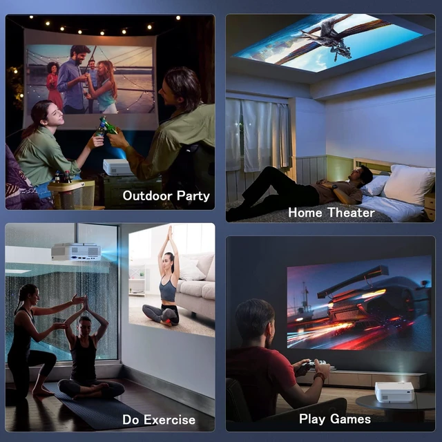 Alt view image 7 of 7 - FUDONI Native 1080P WiFi Bluetooth Projector, Built-in Speaker, Portable | 25000L,Max 300" Screen, Compatible with HDMI, USB, AV, TF, VGA, Fire Stick, Laptop, Smartphone, Game Console, Indoor Outdoor