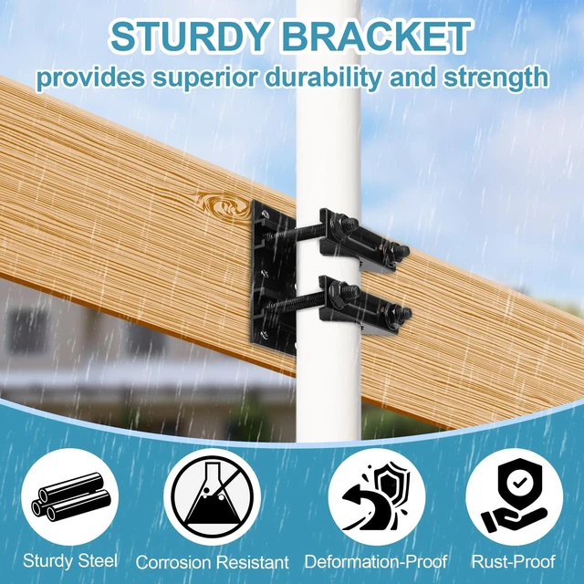 Alt view image 2 of 6 - UVKDEENK 1 Pack 2.67" Pole Mounting Kit, Mast Mount Brackets for Outside Antenna, Street Sign Mounting Hardware for Light Poles, Outdoor Security Camera Bracket, Side Mount Flag Pole Holder L